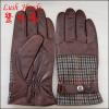 Men&#39;s classic checkered leather gloves with wholesale price
