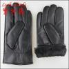 Men&#39;s Rabbit Fur lined Hairsheep Leather Gloves with Contrast Metallic Forchettes