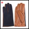 2015 Fashion horse hair and brown PU leather gloves