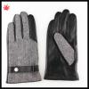 men&#39;s cloth and sheep skin half finger touch leather gloves with belt buckle