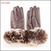 women winter sexy leather hand gloves brown