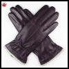 women high quality cashemre lining purple leather glove with bow