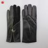 hot selling for women leather glove black fashion leather glove with zipper