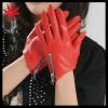 Fashion Red Chain Women&#39;s Driving Leather Gloves