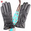 ladies sheepskin leather gloves with Elastic elastic