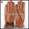 2015 Custom made women draped sheepskin leather gloves with bow
