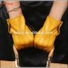Ladies yellow joint black button winter leather gloves