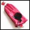Girl&#39;s pink gloves leather with beautiful flower on it from China