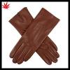 Basic pattern brown women leather gloves
