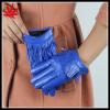 Fashion tight short style leather gloves with tassel for women