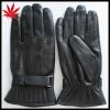 Fashion mens leather gloves with leather belt black