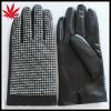 Men&#39;s cheap leather gloves with cloth fabric on the back