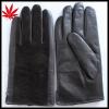 Gentlemen black gloves leather with pigsuede and sheepskin combined gloves
