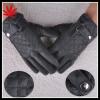 Warm winter mens thicken faux leather gloves mittens grids finger gloves