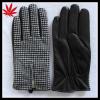 Men cheap leather gloves with zipper and cloth fabric