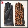 ladies leather gloves horse fur back letaher glove with silver zipper