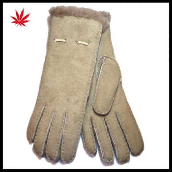 Women soft fashion double face fur lined leather gloves #1 image
