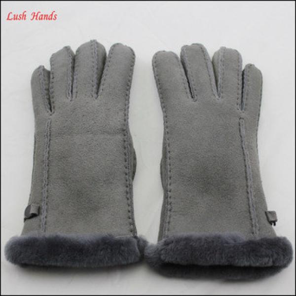 ladies warm winter double face grey hand gloves #1 image