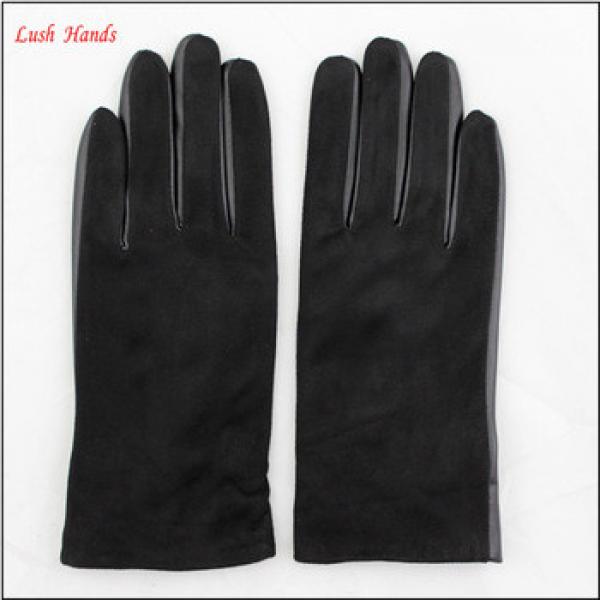 New design beautiful black suede sheepskin leather gloves for girls #1 image