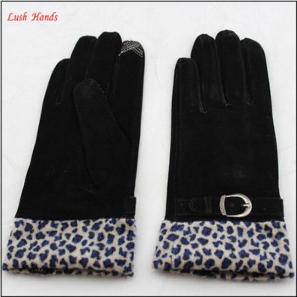 women fashion lamb suede gloves finger touch gloves #1 image
