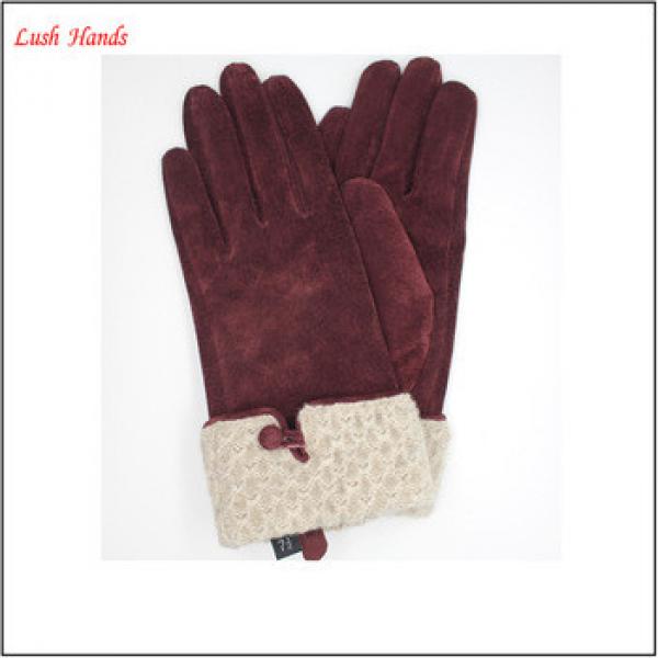 Simple style women wearing pig suede leather gloves #1 image