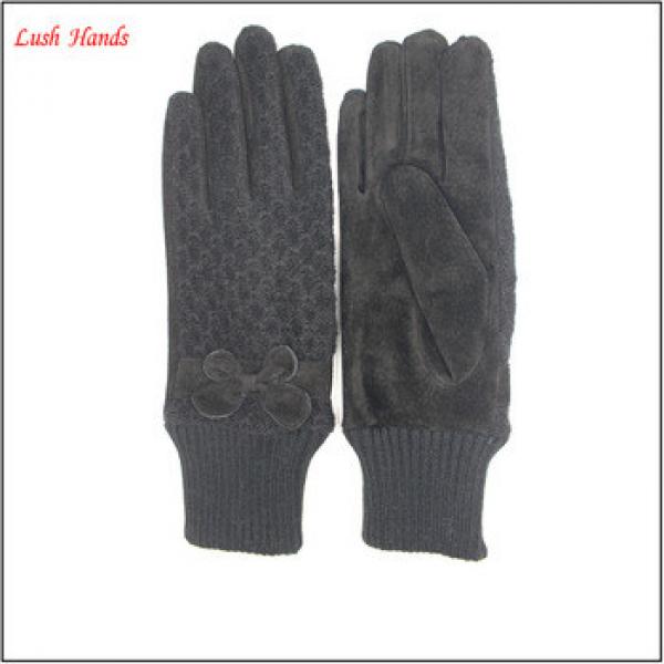 ladies&#39;s customized color and style pigsuede cheap leather gloves #1 image