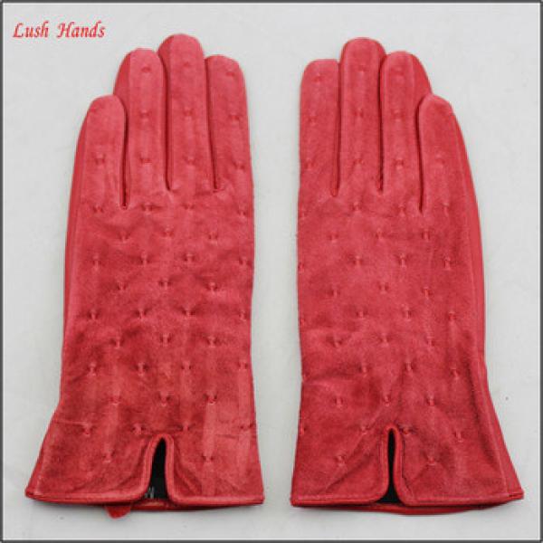 Genuine cheap red suede leather fashion gloves for lady #1 image