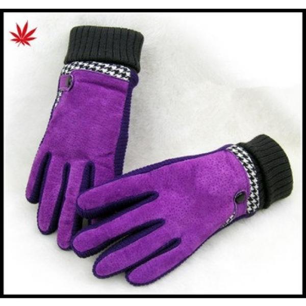 Women&#39;s pigsuede leather gloves with kintted cuff #1 image