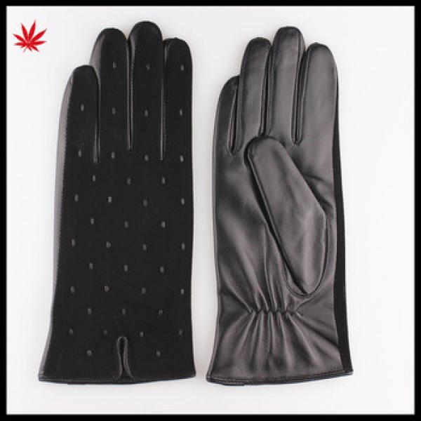 Women &#39;s Brown suede leather gloves with Dot design #1 image
