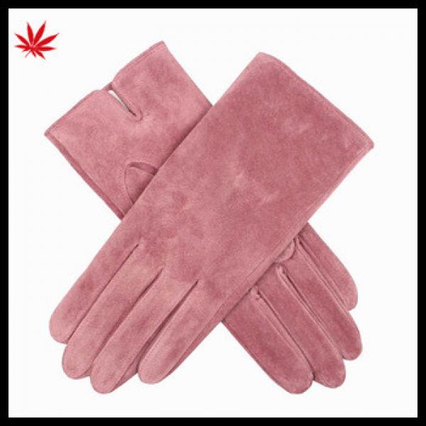 Lady&#39;s pink /grey genuine sheepskin suede gloves #1 image