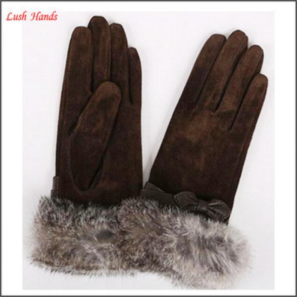 Ladies OEM suede leather gloves with fur cuff #1 image