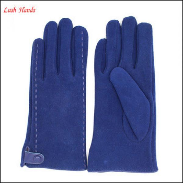 Women&#39;s blue pigsuede leather gloves to make fashion and warm #1 image