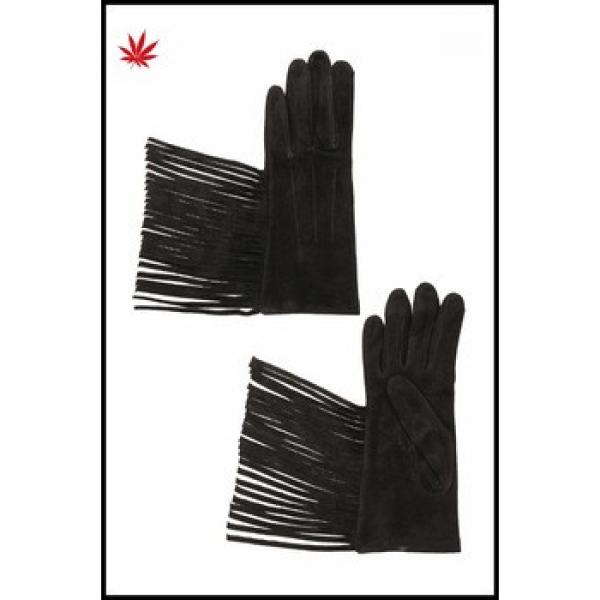 ladies winter fashion suede leather gloves with tassel #1 image