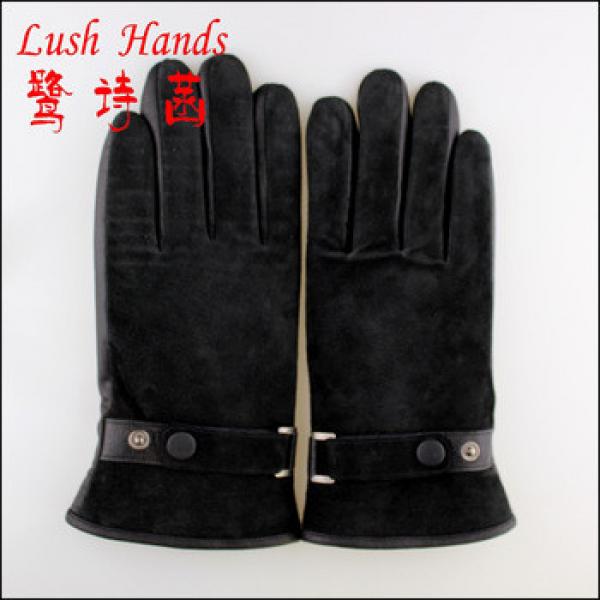 Men&#39;s pigsuede leather gloves with Silver belt and button details #1 image