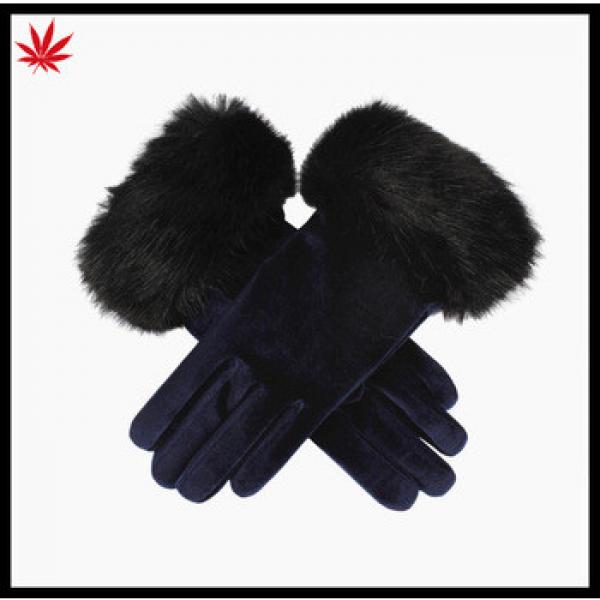 Ladies new style pig suede leather gloves with fur #1 image