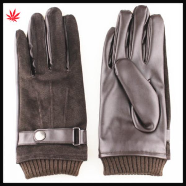 Brown suede mens leather gloves with leather palm #1 image