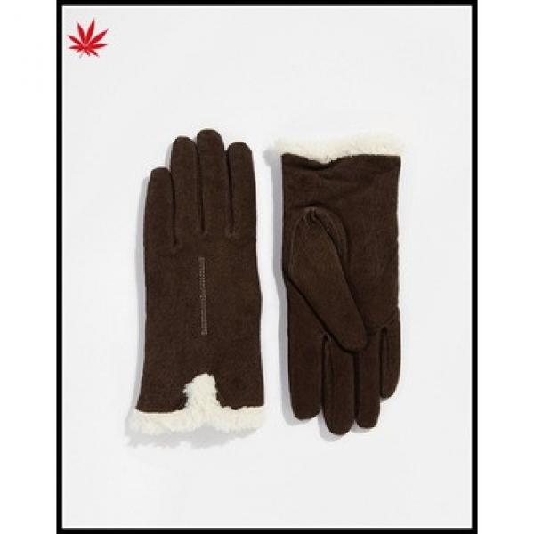 ladies cheap high quality suede leather gloves with fur #1 image