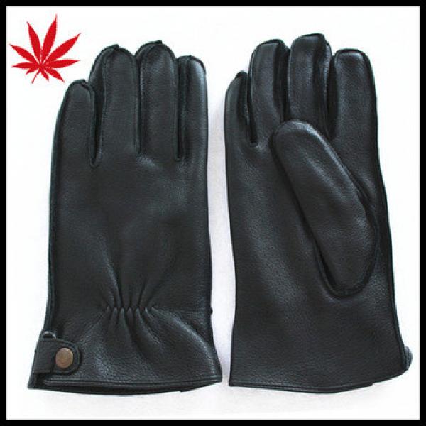 Men&#39;s luxuries black deerskin leather gloves with outseam effect #1 image