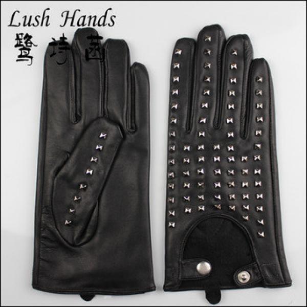 fashional new driving 100% genuine leather gloves with metal studs #1 image