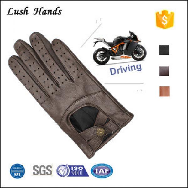 wholesale women &#39;s sheepskin leather Dark brown driving gloves with button #1 image