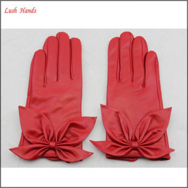 2016 ladies red driving motorcycle leather gloves with flower #1 image