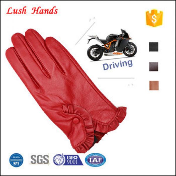 2017 new fashion ladies red driving leather hand gloves with good price #1 image