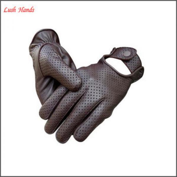 The coolest men&#39;s drving brown sheepskin leather gloves with breath freely holes #1 image