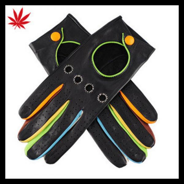 Black fashion Leather Driving Gloves with Multi Colour Detail car driving gloves #1 image