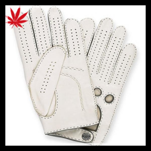 Classic white unlined designer leather driving gloves made from soft lamb nappa leather #1 image