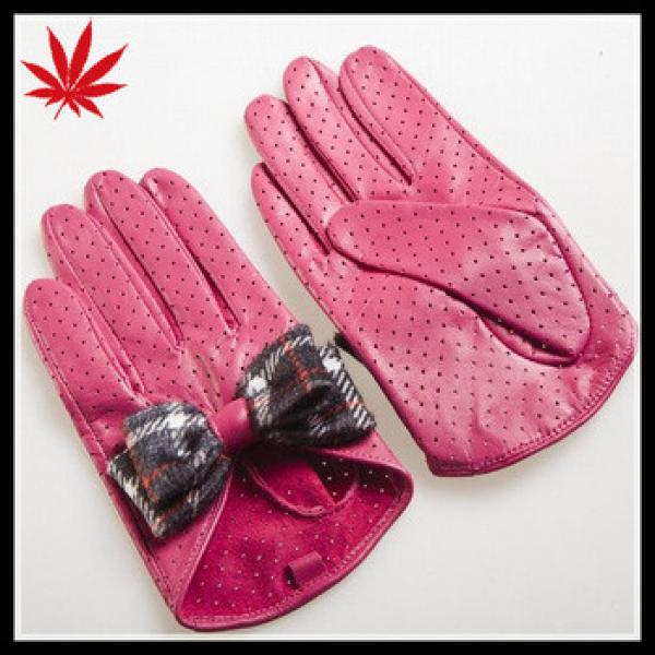 Girl&#39;s pink driving gloves sun protection with black butterfly #1 image