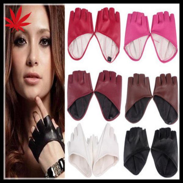 Fashion PU Half Finger Lady Leather Gloves Lady&#39;s Fingerless Driving Show Gloves #1 image