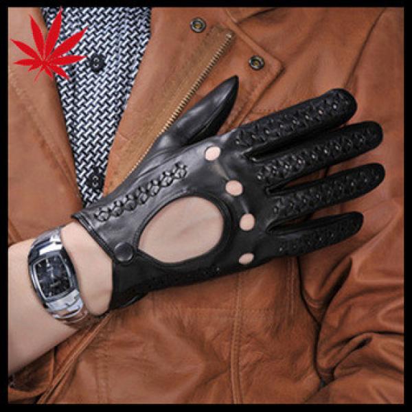 Fashion Men&#39;s Driving Leather Gloves with knitted holes #1 image