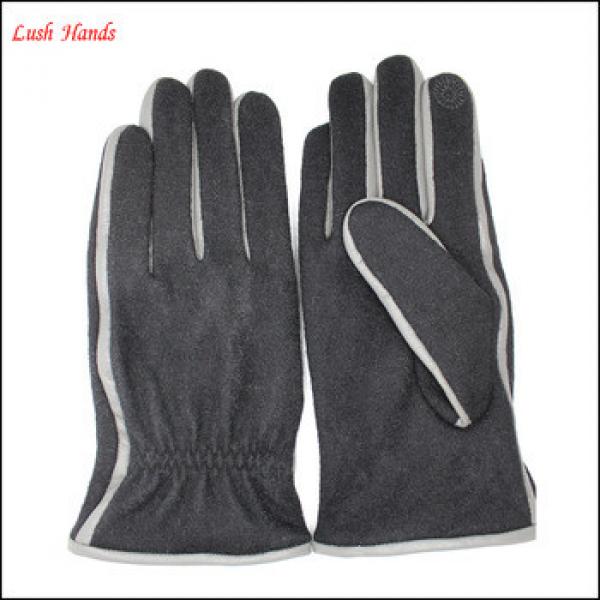 High Quality Winter black woolen White decoration gloves For man with Touch Screen #1 image
