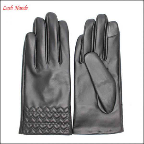The most classic embroidery patterns ladies index finger touch screen leather gloves #1 image